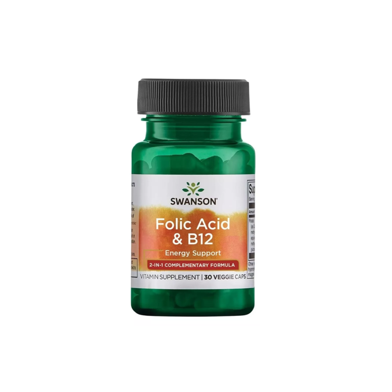 Vitamina B12 1,000mcg ( Cianocobalamina ) con Ácido Fólico Swanson Vitamins