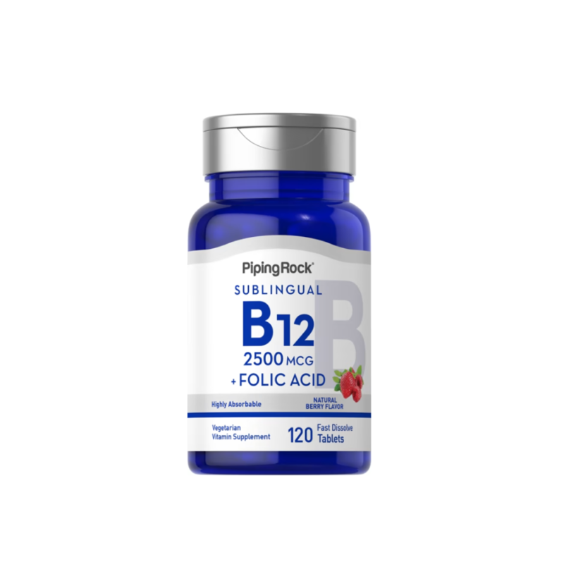 Vitamina B12 2,500 mcg Cianocobalamina + Ácido Fólico 400 mcg Piping Rock